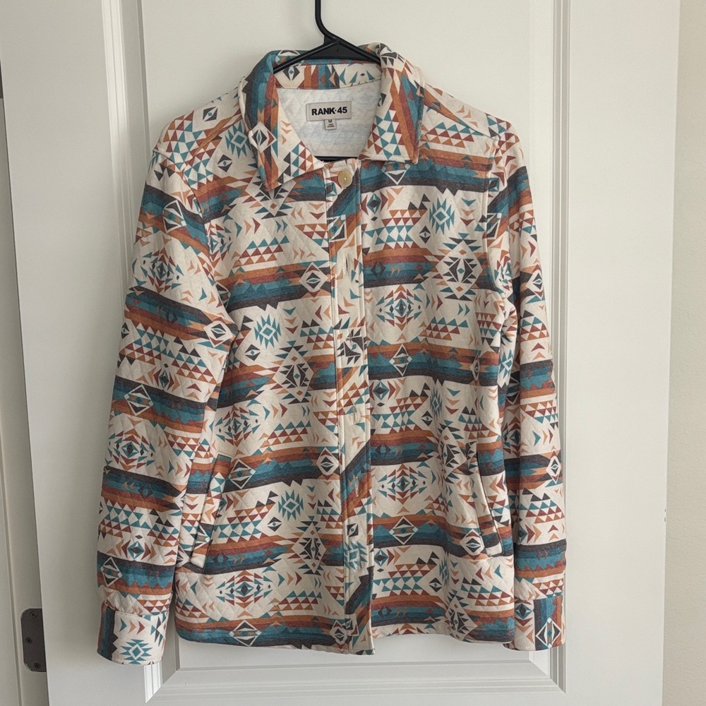 RANK 45® WOMEN'S SOUTHWESTERN PRINT QUILTED SHACKET